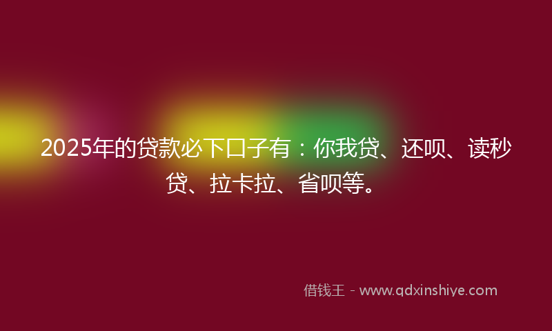 2025年的贷款必下口子有：你我贷、还呗、读秒贷、拉卡拉、省呗等。