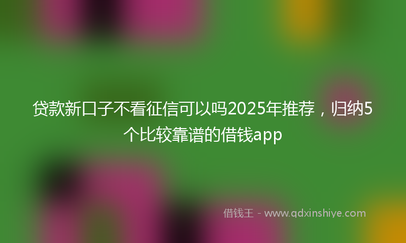 贷款新口子不看征信可以吗2025年推荐，归纳5个比较靠谱的借钱app