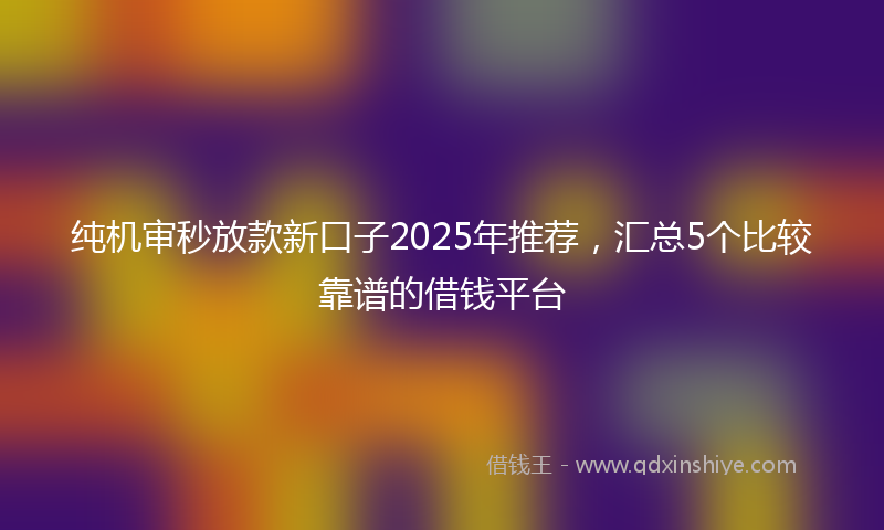 纯机审秒放款新口子2025年推荐，汇总5个比较靠谱的借钱平台