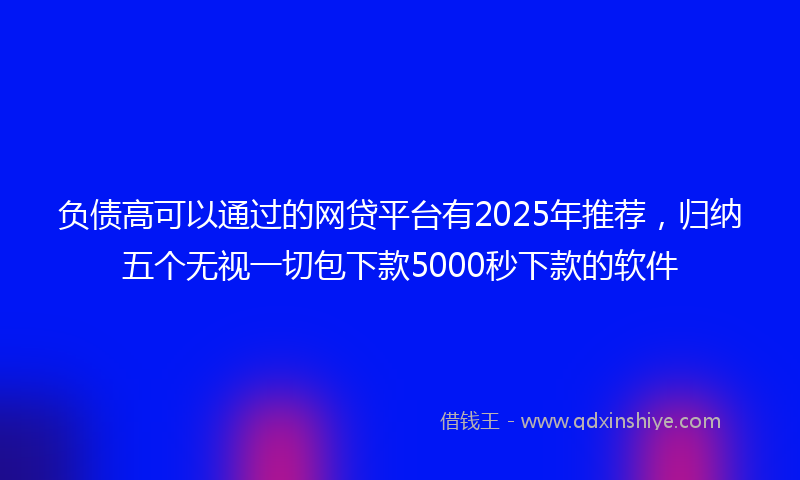 负债高可以通过的网贷平台有2025年推荐，归纳五个无视一切包下款5000秒下款的软件