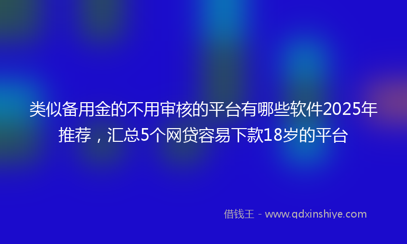 类似备用金的不用审核的平台有哪些软件2025年推荐，汇总5个网贷容易下款18岁的平台