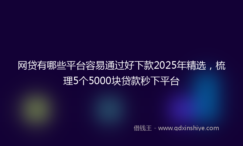 网贷有哪些平台容易通过好下款2025年精选，梳理5个5000块贷款秒下平台
