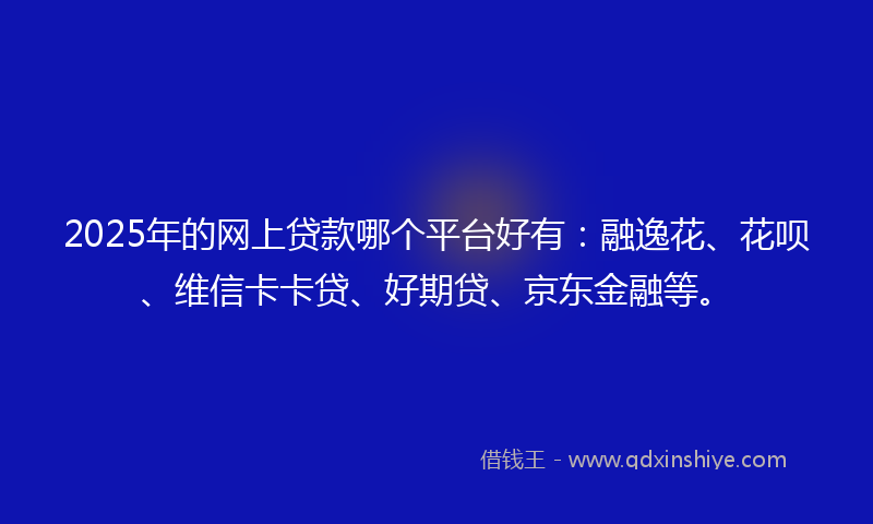 2025年的网上贷款哪个平台好有：融逸花、花呗、维信卡卡贷、好期贷、京东金融等。