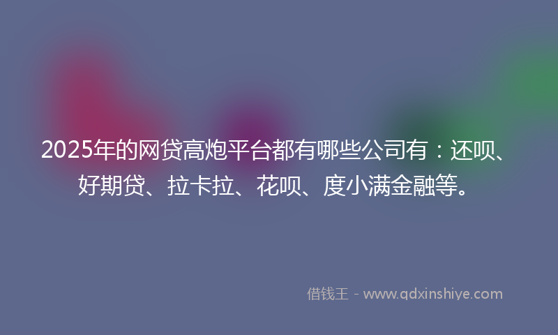 2025年的网贷高炮平台都有哪些公司有：还呗、好期贷、拉卡拉、花呗、度小满金融等。