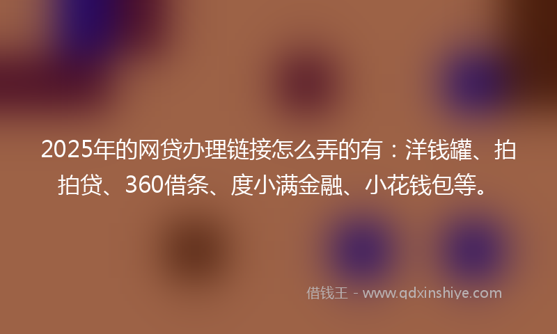 2025年的网贷办理链接怎么弄的有：洋钱罐、拍拍贷、360借条、度小满金融、小花钱包等。