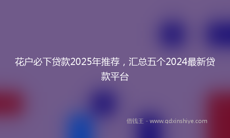 花户必下贷款2025年推荐，汇总五个2024最新贷款平台