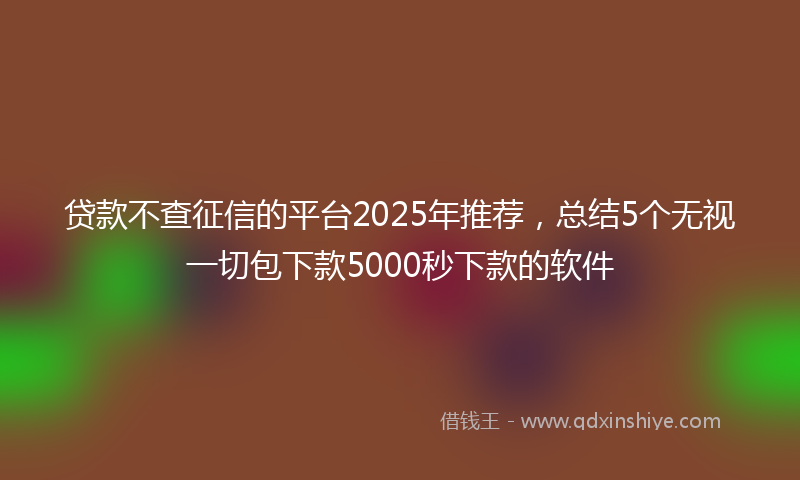 贷款不查征信的平台2025年推荐，总结5个无视一切包下款5000秒下款的软件