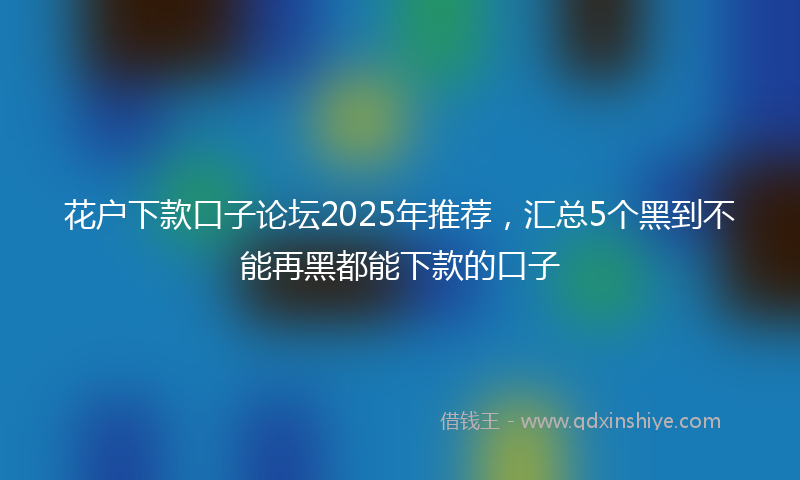花户下款口子论坛2025年推荐，汇总5个黑到不能再黑都能下款的口子