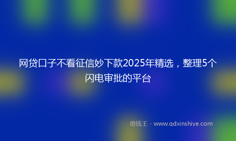 网贷口子不看征信妙下款2025年精选，整理5个闪电审批的平台