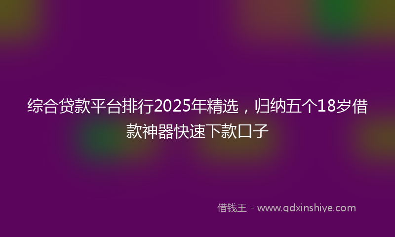 综合贷款平台排行2025年精选，归纳五个18岁借款神器快速下款口子