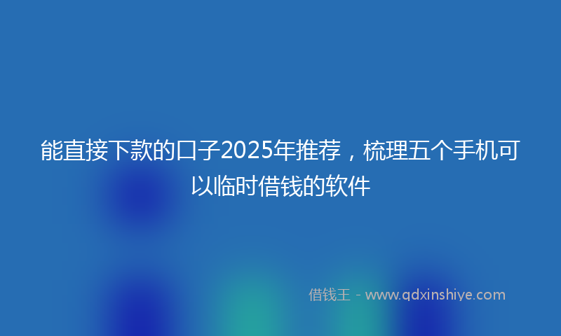 能直接下款的口子2025年推荐，梳理五个手机可以临时借钱的软件