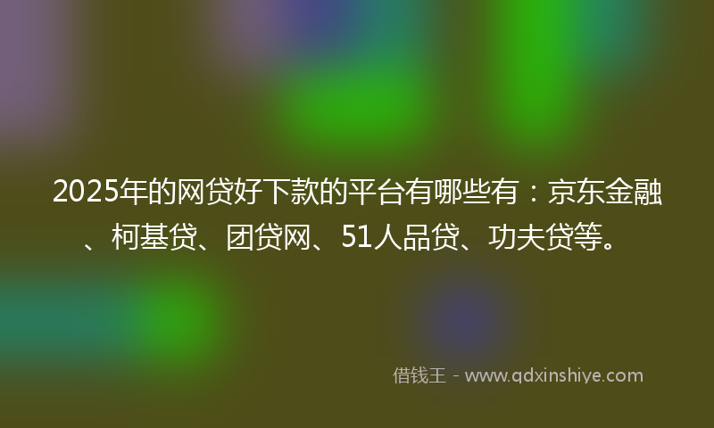 2025年的网贷好下款的平台有哪些有：京东金融、柯基贷、团贷网、51人品贷、功夫贷等。