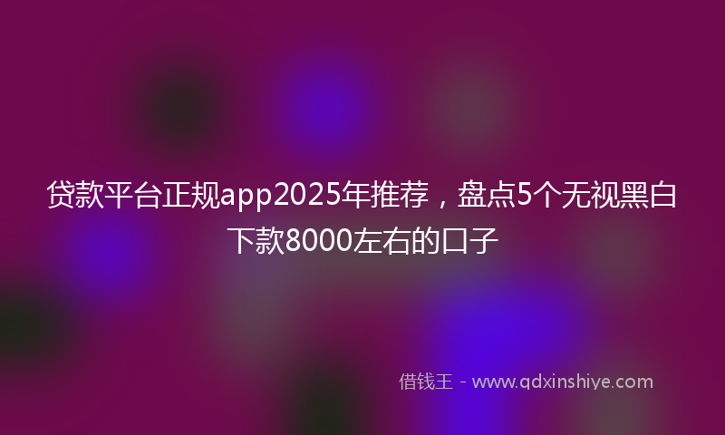 贷款平台正规app2025年推荐，盘点5个无视黑白下款8000左右的口子