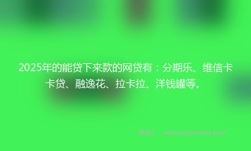 2025年的能贷下来款的网贷有：分期乐、维信卡卡贷、融逸花、拉卡拉、洋钱罐等。
