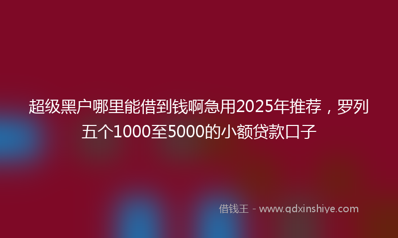 超级黑户哪里能借到钱啊急用2025年推荐，罗列五个1000至5000的小额贷款口子