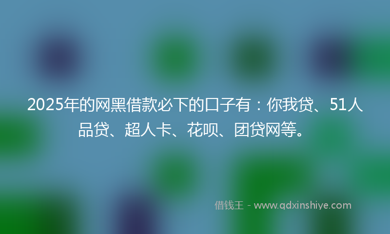 2025年的网黑借款必下的口子有：你我贷、51人品贷、超人卡、花呗、团贷网等。