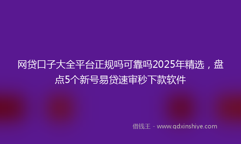 网贷口子大全平台正规吗可靠吗2025年精选，盘点5个新号易贷速审秒下款软件