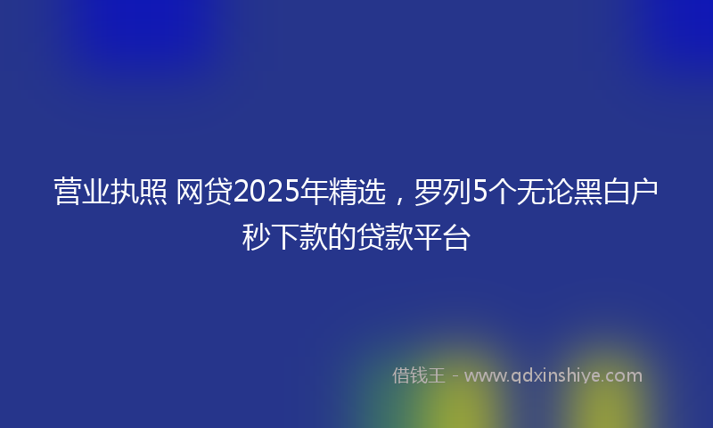 营业执照 网贷2025年精选，罗列5个无论黑白户秒下款的贷款平台