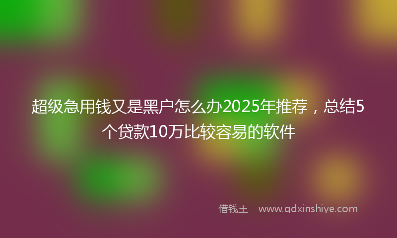 超级急用钱又是黑户怎么办2025年推荐，总结5个贷款10万比较容易的软件