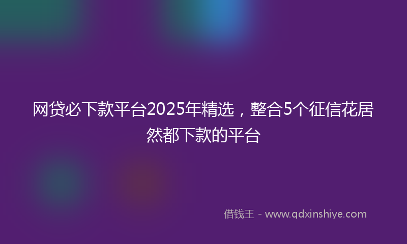 网贷必下款平台2025年精选，整合5个征信花居然都下款的平台