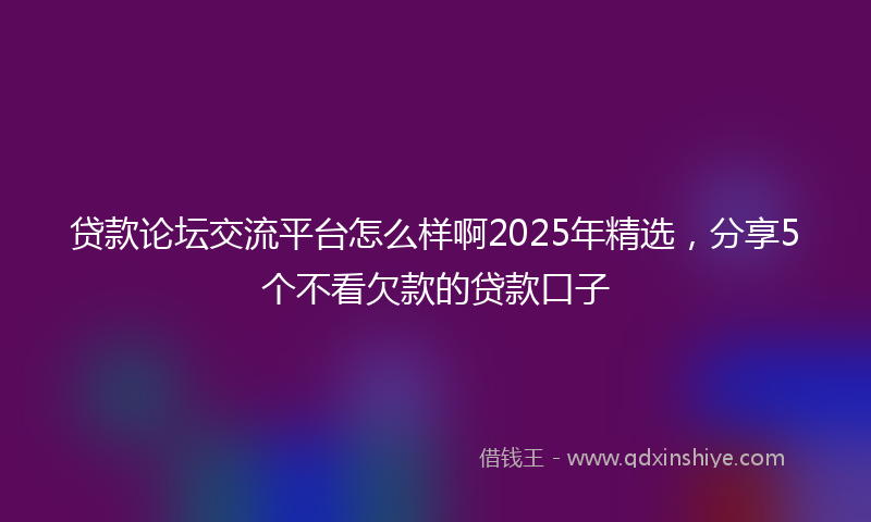 贷款论坛交流平台怎么样啊2025年精选，分享5个不看欠款的贷款口子