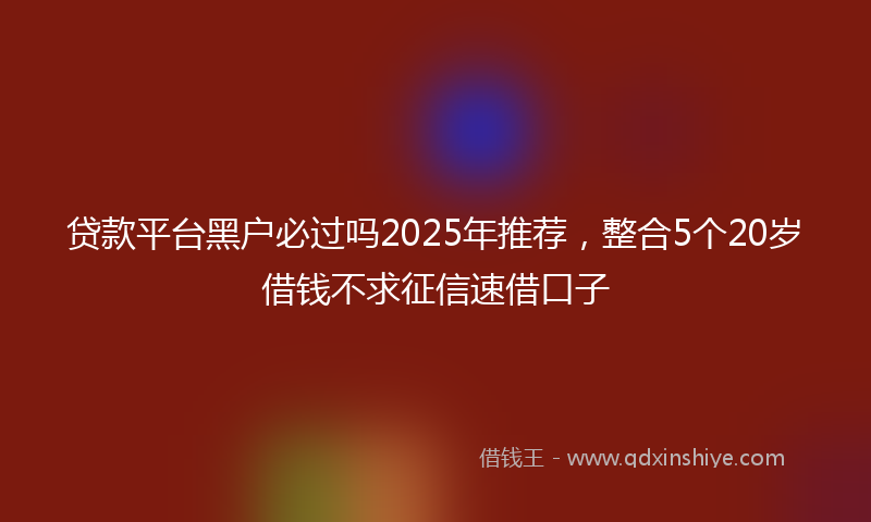 贷款平台黑户必过吗2025年推荐，整合5个20岁借钱不求征信速借口子