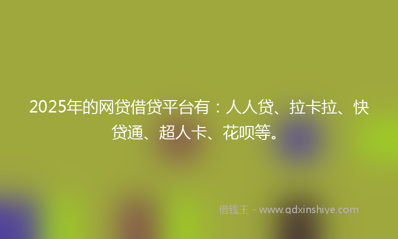 2025年的网贷借贷平台有：人人贷、拉卡拉、快贷通、超人卡、花呗等。