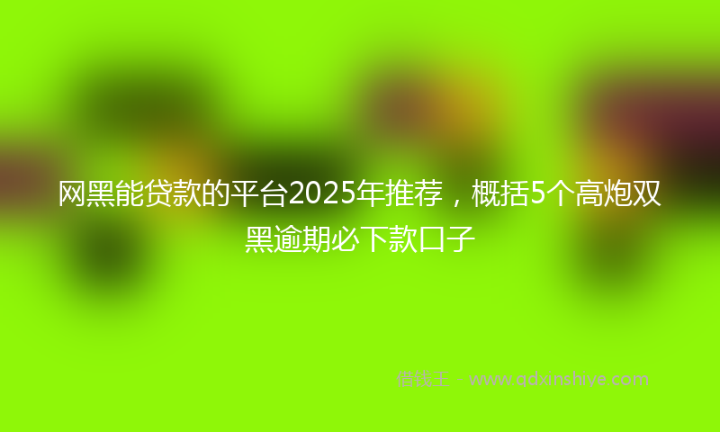 网黑能贷款的平台2025年推荐，概括5个高炮双黑逾期必下款口子