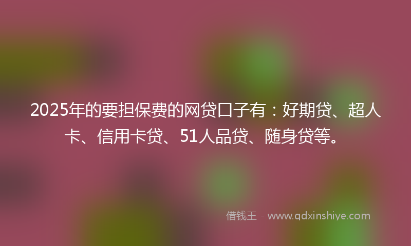 2025年的要担保费的网贷口子有：好期贷、超人卡、信用卡贷、51人品贷、随身贷等。