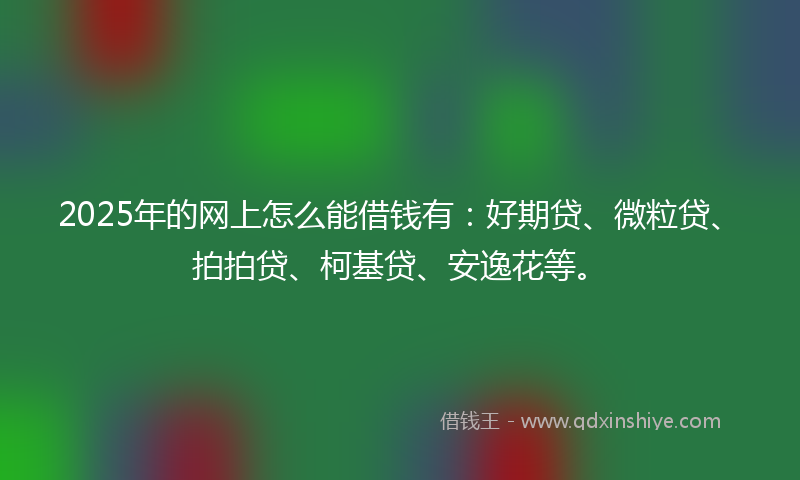 2025年的网上怎么能借钱有：好期贷、微粒贷、拍拍贷、柯基贷、安逸花等。