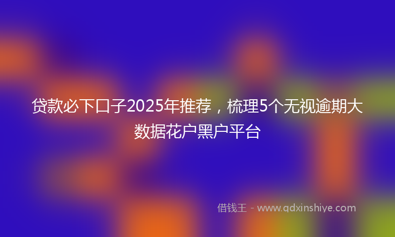 贷款必下口子2025年推荐，梳理5个无视逾期大数据花户黑户平台