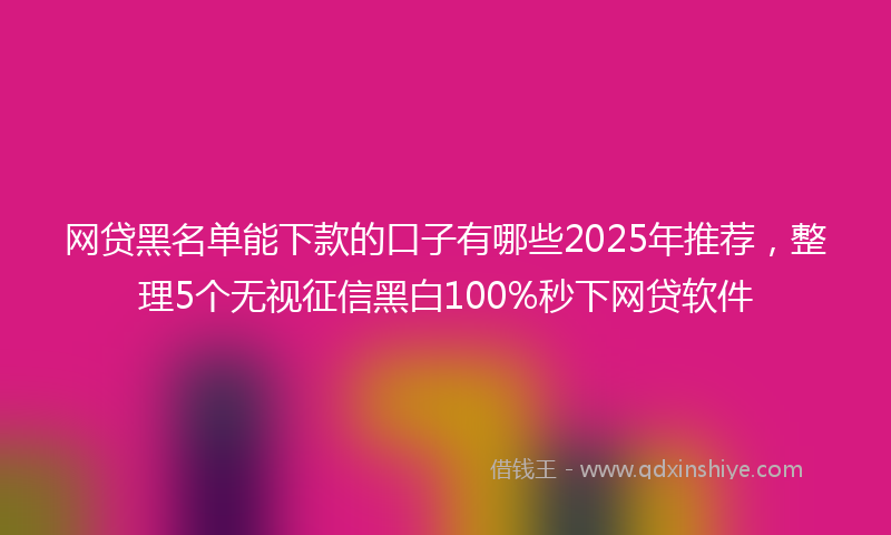 网贷黑名单能下款的口子有哪些2025年推荐，整理5个无视征信黑白100%秒下网贷软件