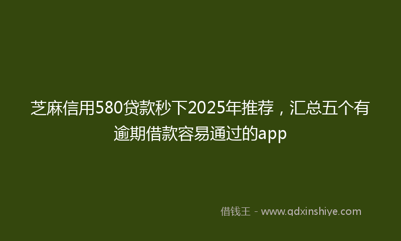 芝麻信用580贷款秒下2025年推荐，汇总五个有逾期借款容易通过的app