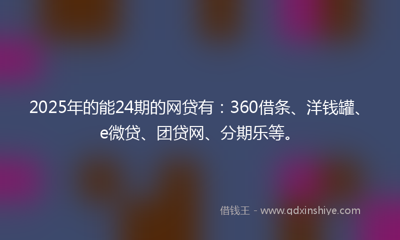 2025年的能24期的网贷有：360借条、洋钱罐、e微贷、团贷网、分期乐等。