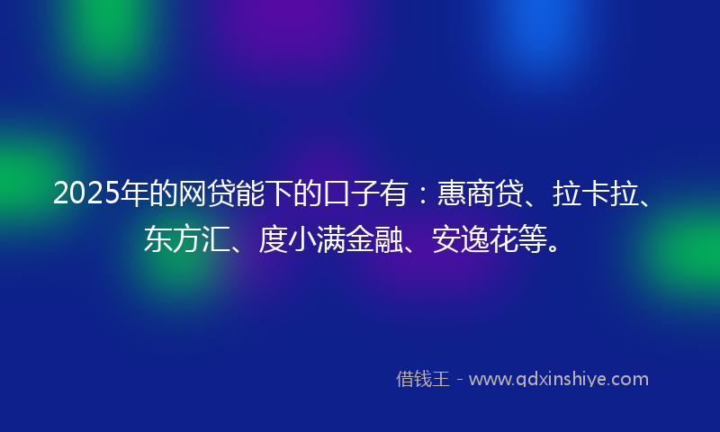 2025年的网贷能下的口子有：惠商贷、拉卡拉、东方汇、度小满金融、安逸花等。