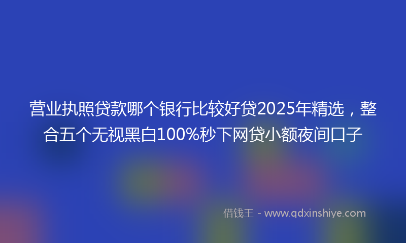 营业执照贷款哪个银行比较好贷2025年精选，整合五个无视黑白100%秒下网贷小额夜间口子