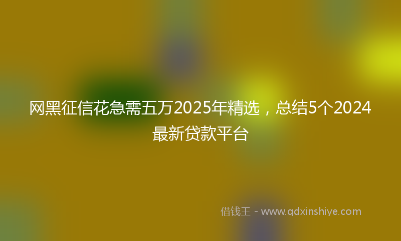 网黑征信花急需五万2025年精选，总结5个2024最新贷款平台