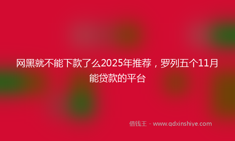 网黑就不能下款了么2025年推荐，罗列五个11月能贷款的平台