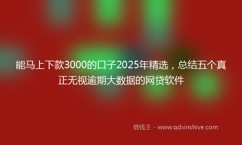 能马上下款3000的口子2025年精选，总结五个真正无视逾期大数据的网贷软件