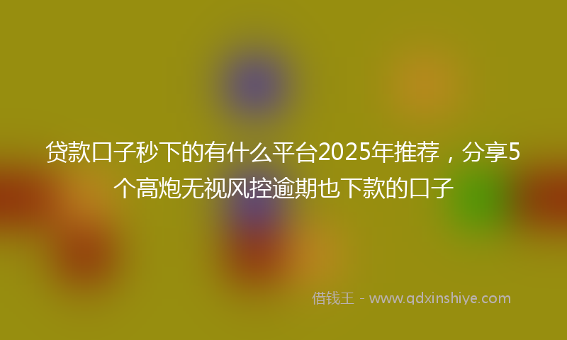 贷款口子秒下的有什么平台2025年推荐，分享5个高炮无视风控逾期也下款的口子