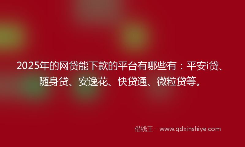2025年的网贷能下款的平台有哪些有：平安i贷、随身贷、安逸花、快贷通、微粒贷等。