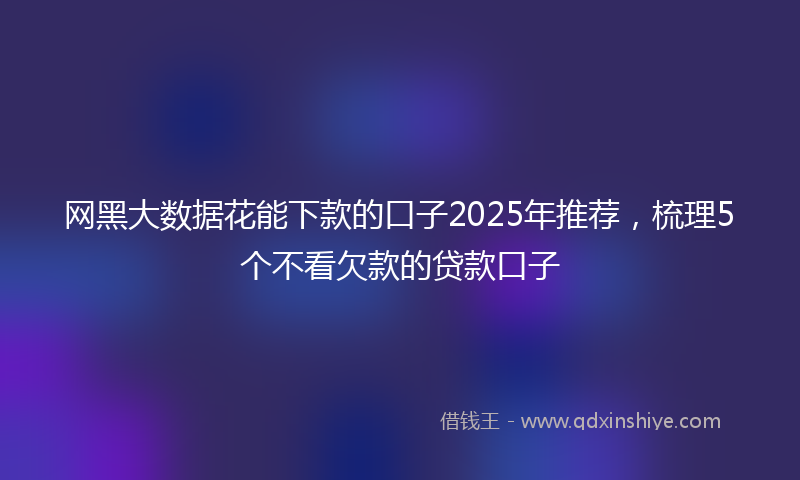 网黑大数据花能下款的口子2025年推荐，梳理5个不看欠款的贷款口子