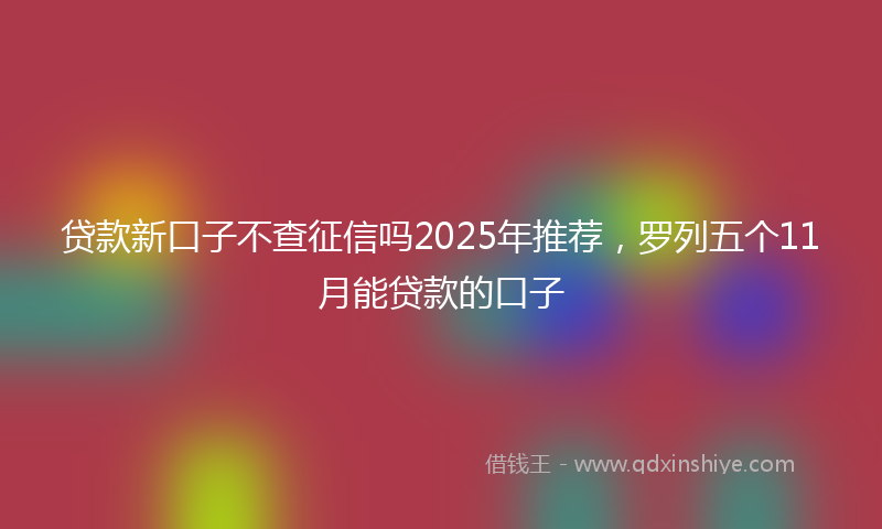 贷款新口子不查征信吗2025年推荐，罗列五个11月能贷款的口子