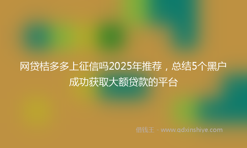 网贷桔多多上征信吗2025年推荐，总结5个黑户成功获取大额贷款的平台