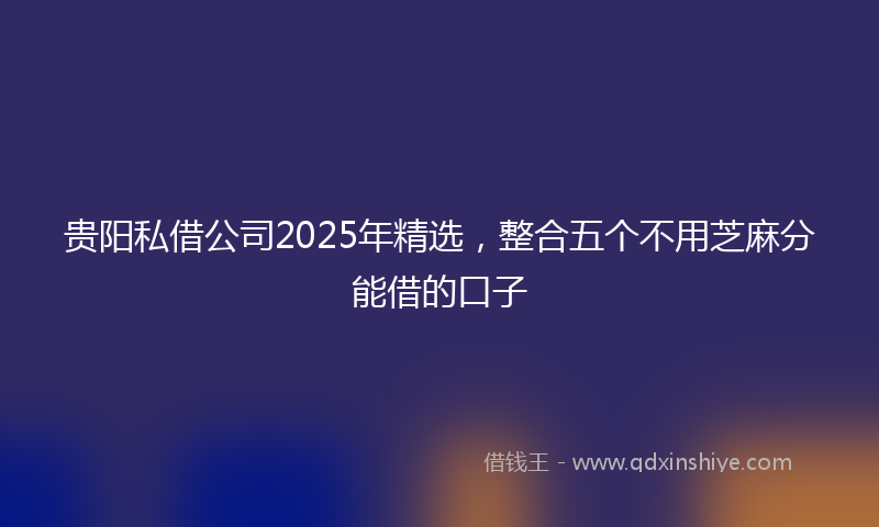 贵阳私借公司2025年精选，整合五个不用芝麻分能借的口子