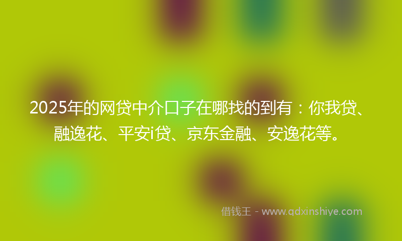 2025年的网贷中介口子在哪找的到有：你我贷、融逸花、平安i贷、京东金融、安逸花等。