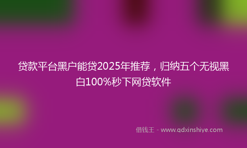 贷款平台黑户能贷2025年推荐，归纳五个无视黑白100%秒下网贷软件