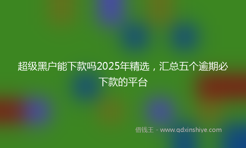超级黑户能下款吗2025年精选，汇总五个逾期必下款的平台