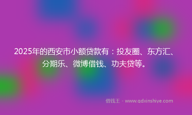 2025年的西安市小额贷款有：投友圈、东方汇、分期乐、微博借钱、功夫贷等。