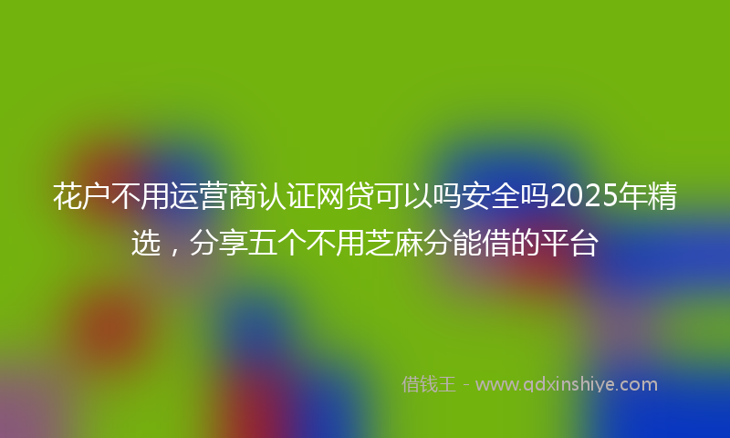 花户不用运营商认证网贷可以吗安全吗2025年精选，分享五个不用芝麻分能借的平台